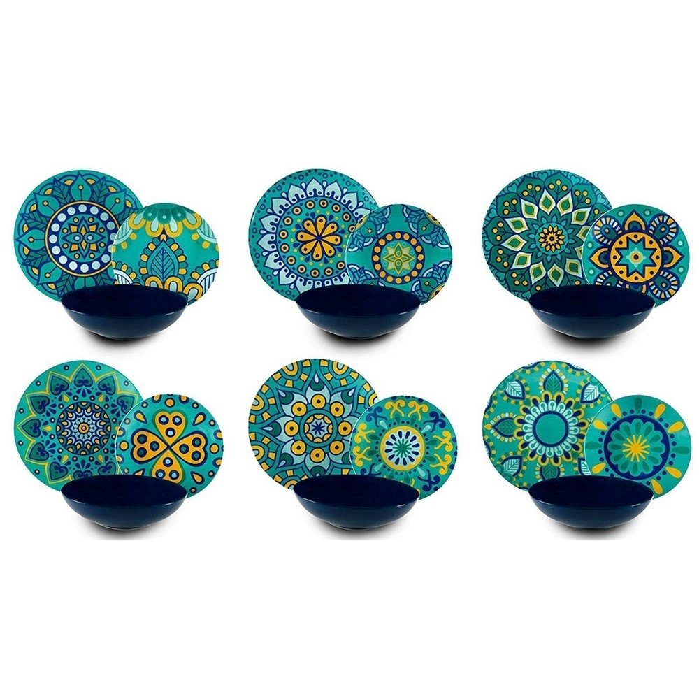 Mediterranean Mandala Table Service, Porcelain, Multicoloured, 36 Units x 12 people Excelsa